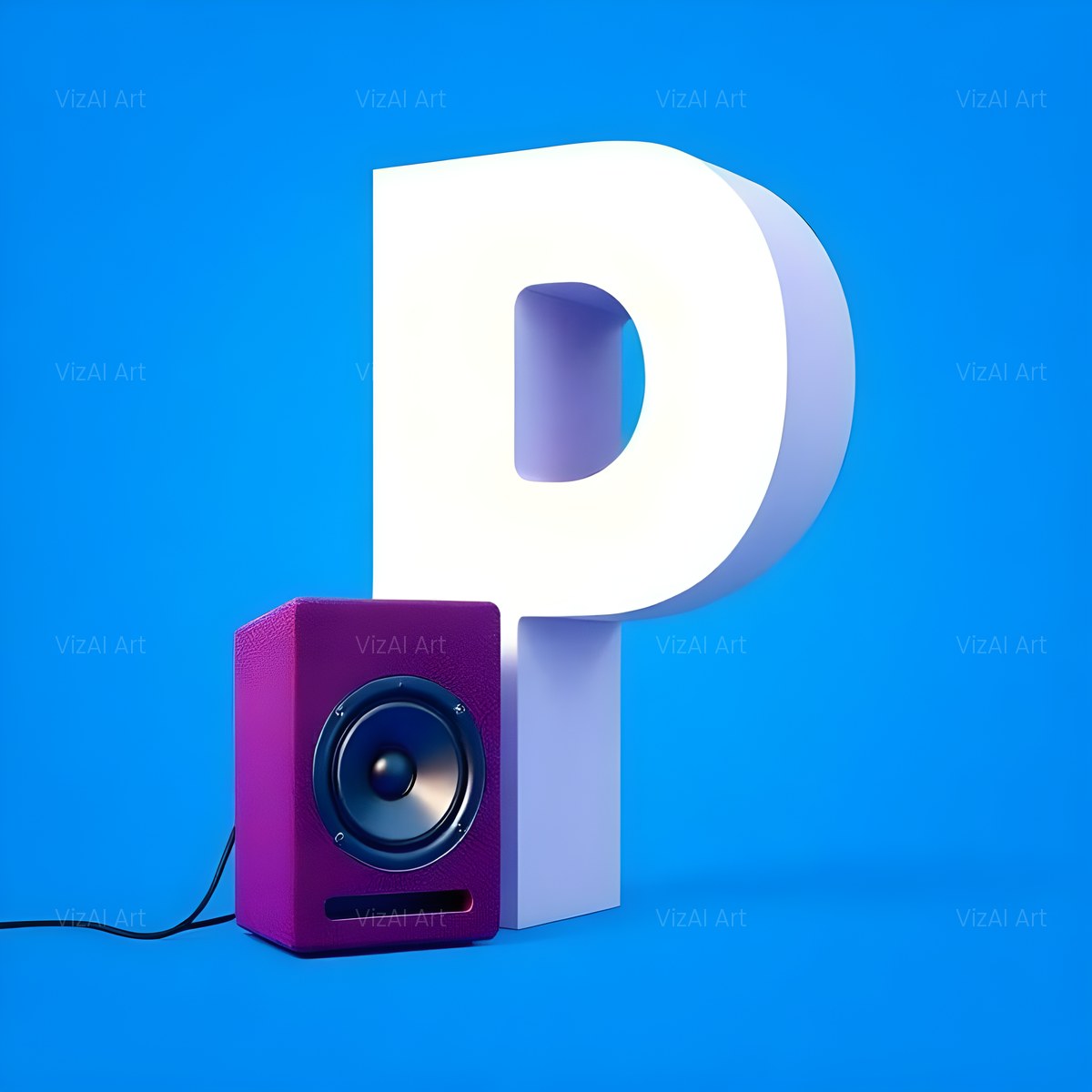 Blue Speaker Bass alphabet — printable letter P