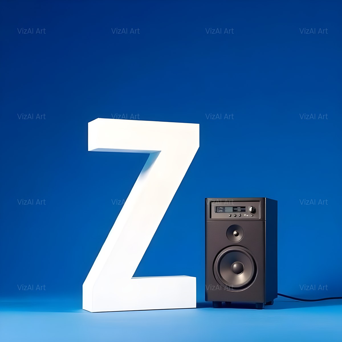 Blue Speaker Bass alphabet — printable letter Z