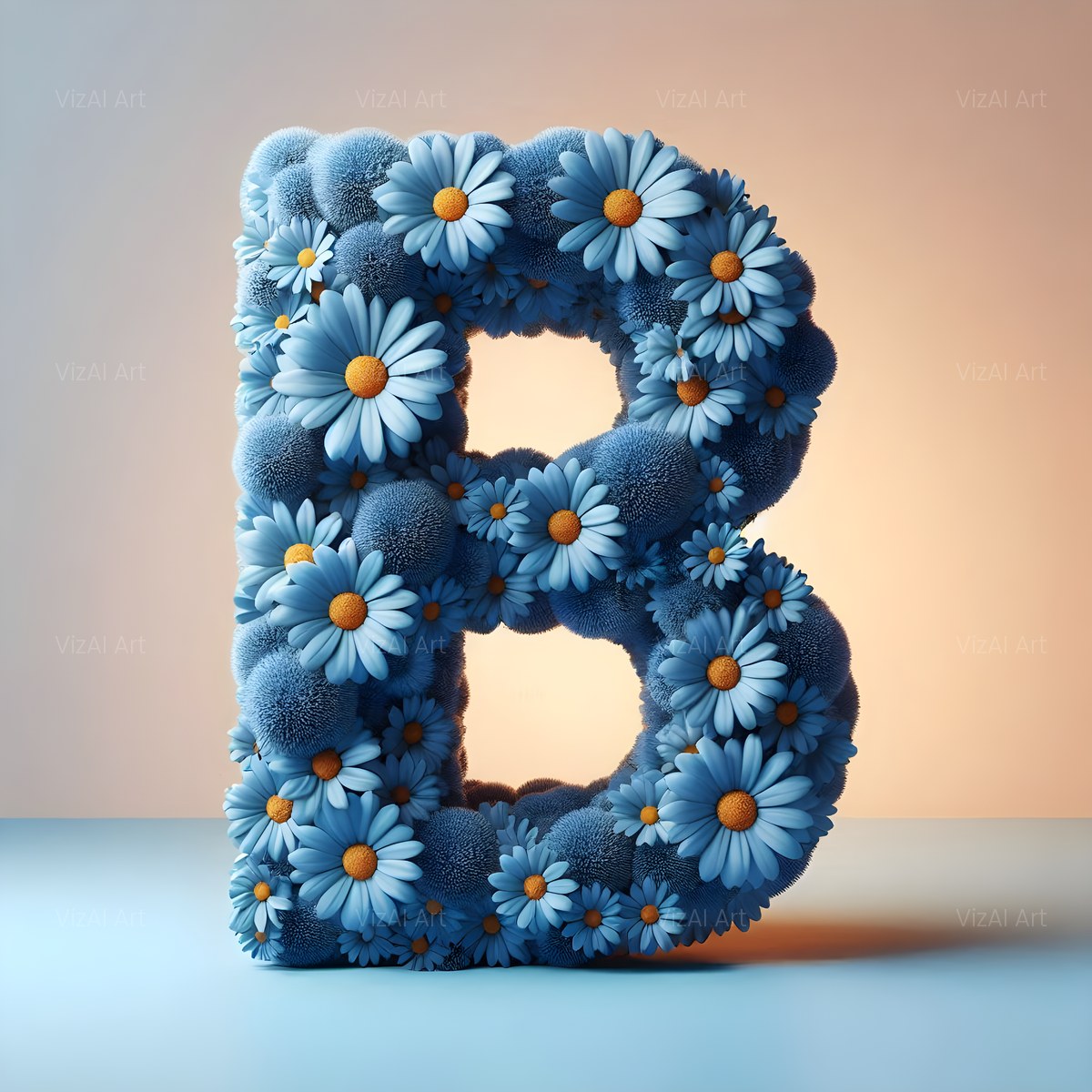 Blue Daisy alphabet — printable letter B