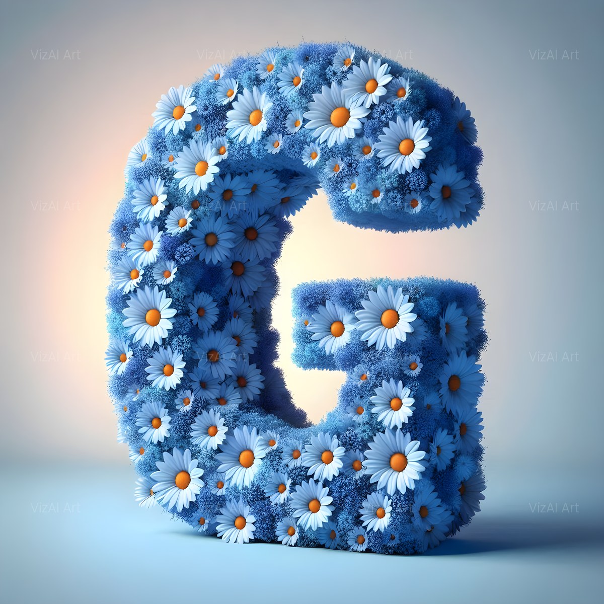 Blue Daisy alphabet — printable letter G