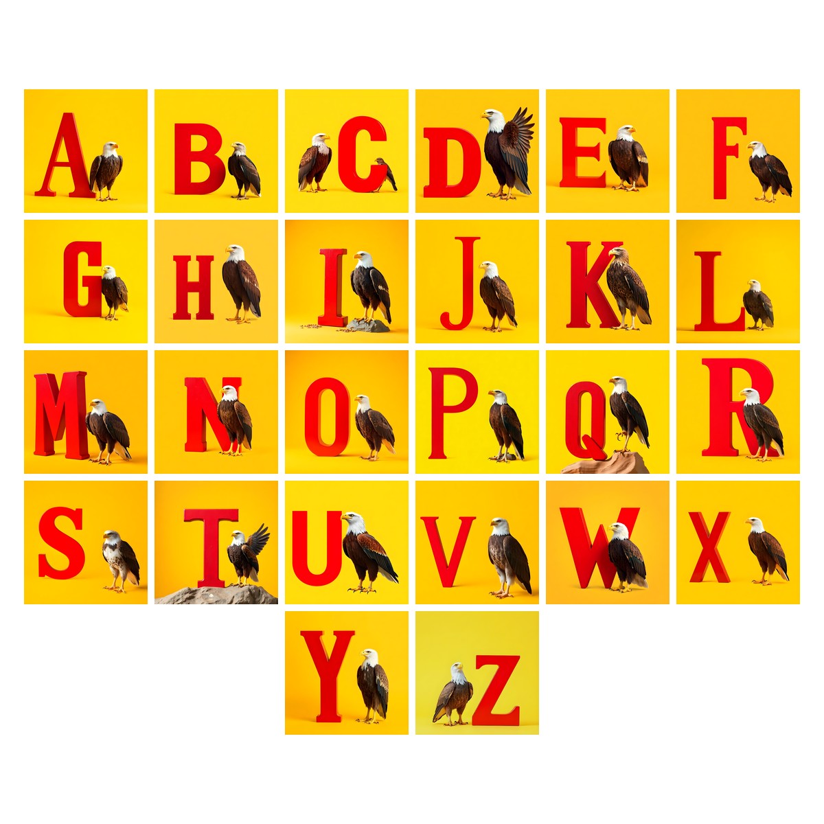 Bold Eagle Crest alphabet — all 26 letters A to Z, choose any single letter