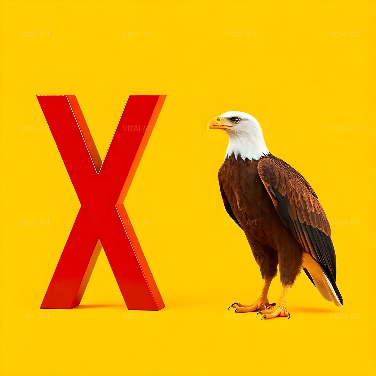 Bold Eagle Crest alphabet — printable letter X