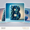 Blue Plush Fur alphabet — choose an individual printable letter