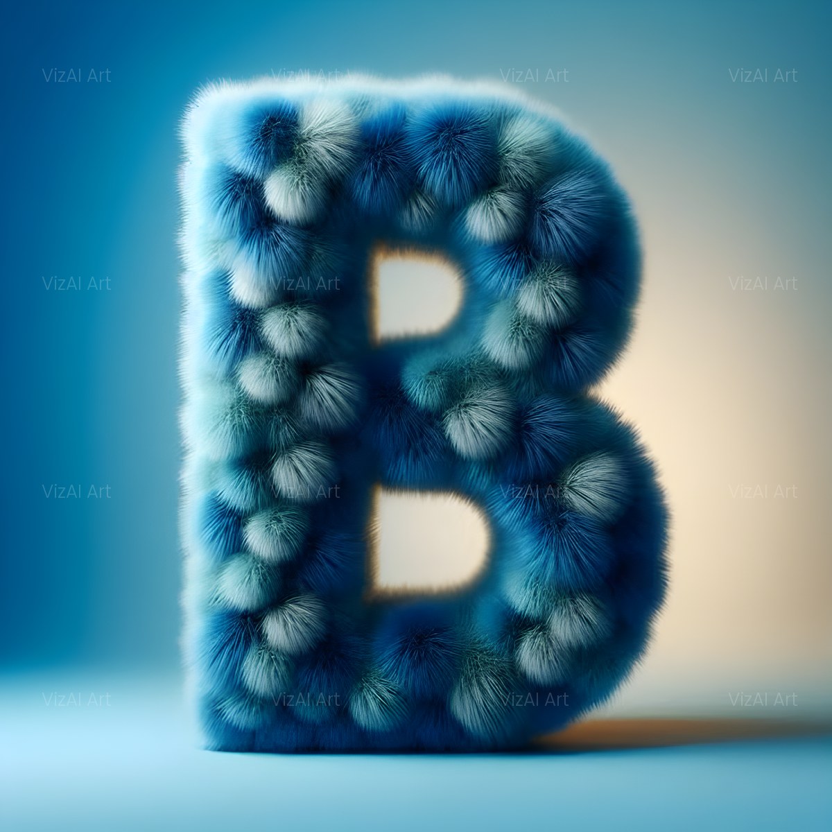 Blue Plush Fur alphabet — printable letter B