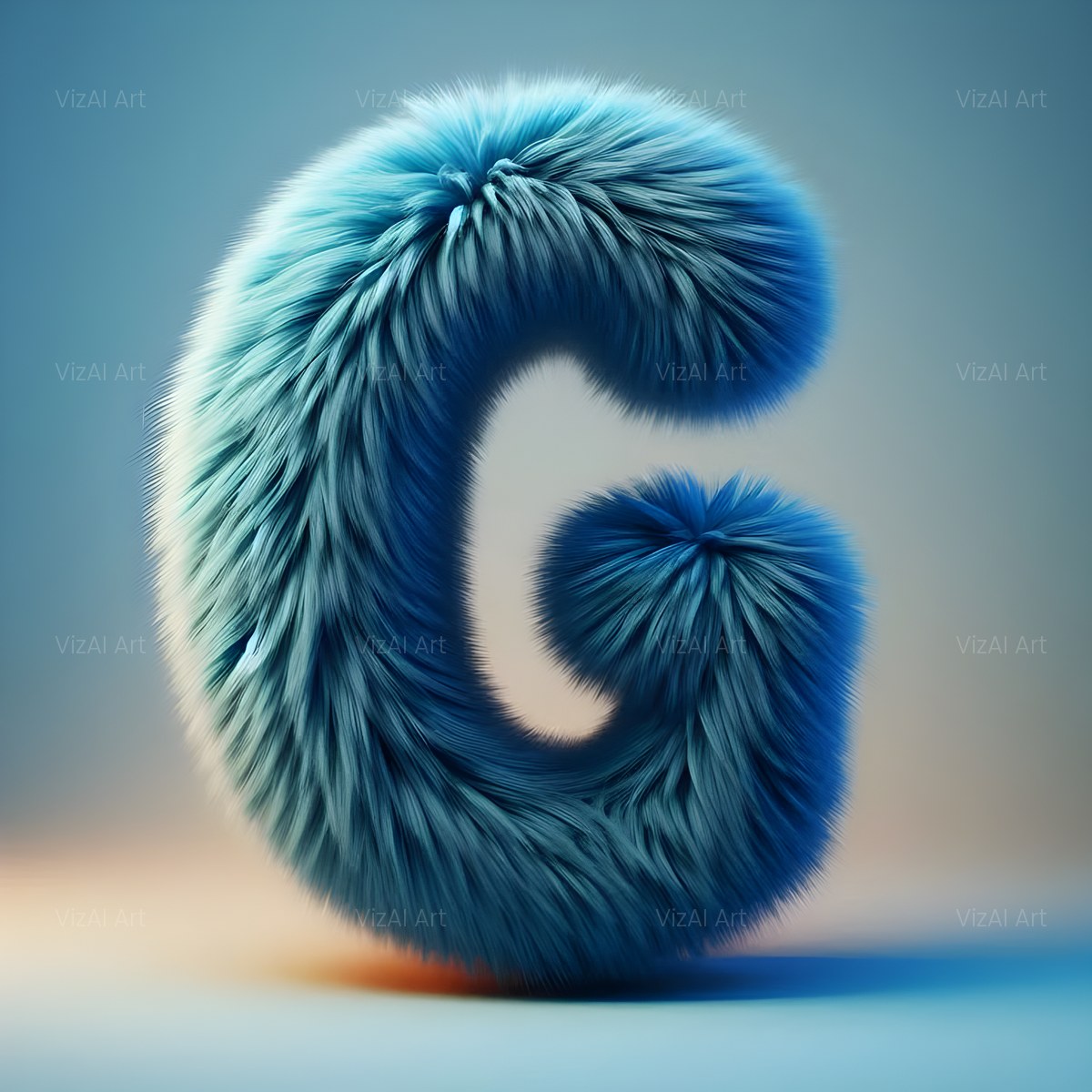 Blue Plush Fur alphabet — printable letter G