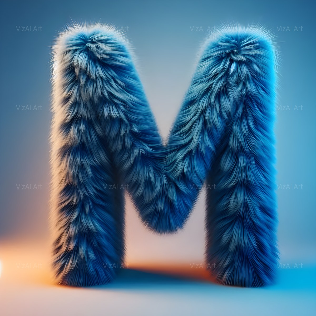 Blue Plush Fur alphabet — printable letter M