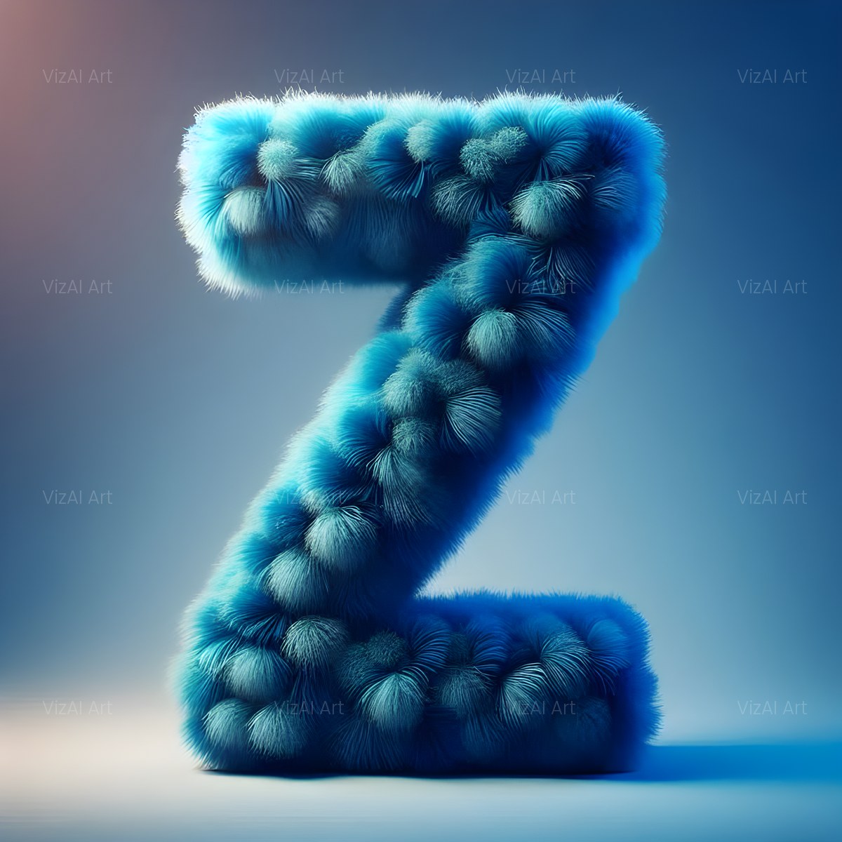 Blue Plush Fur alphabet — printable letter Z