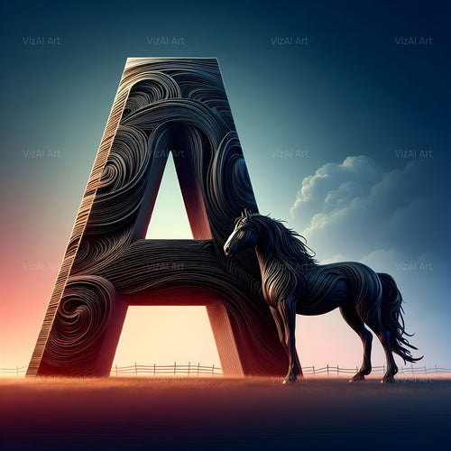 Black Horse alphabet — printable letter A