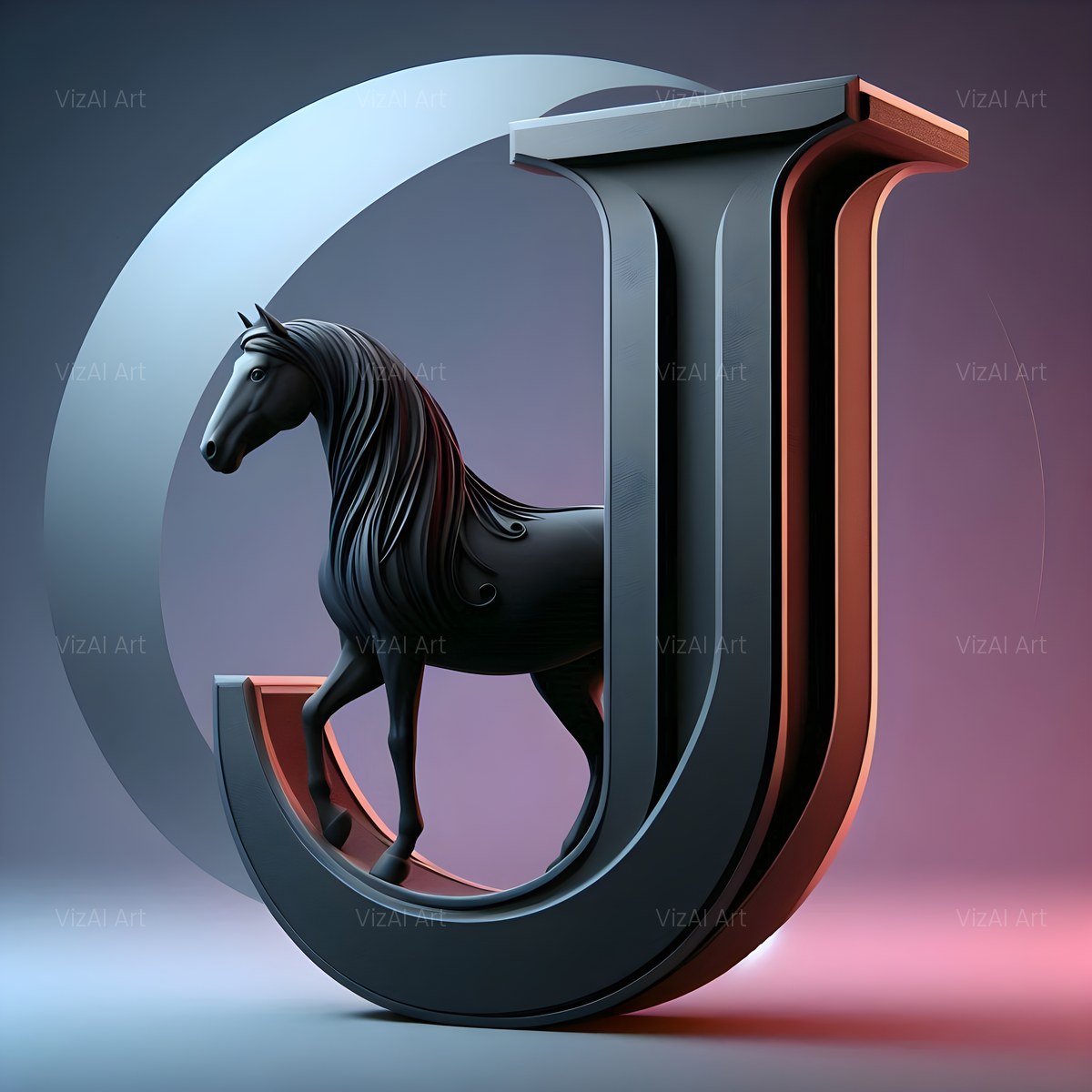 Black Horse alphabet — printable letter J