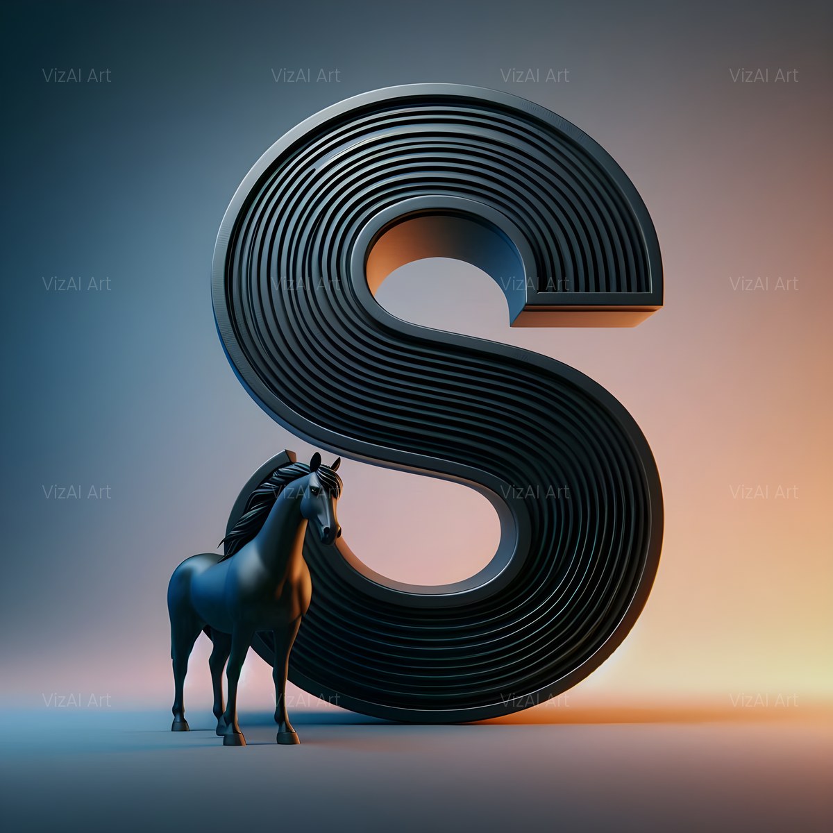 Black Horse alphabet — printable letter S