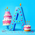 Birthday Cake Party alphabet — printable letter A