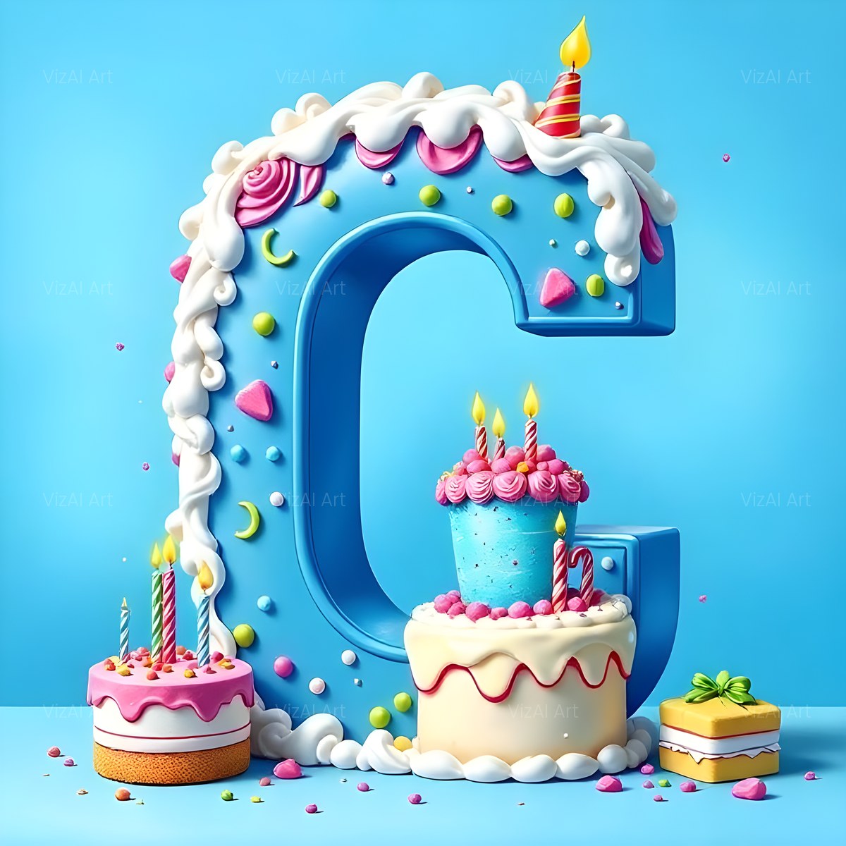 Birthday Cake Party alphabet — printable letter C