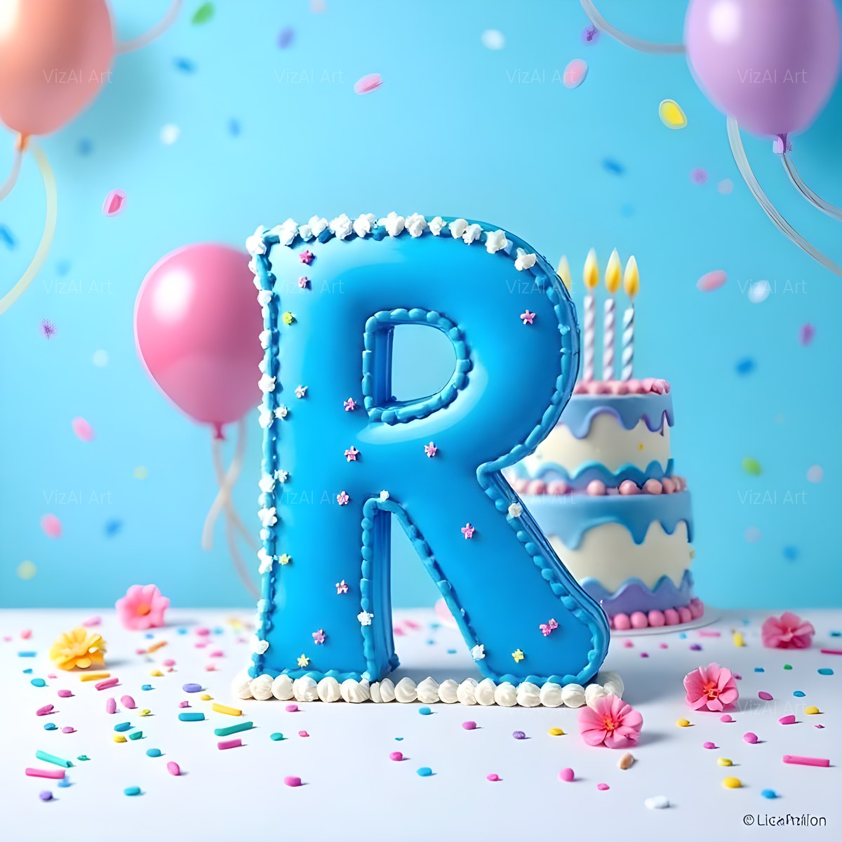 Birthday Cake Party alphabet — printable letter R
