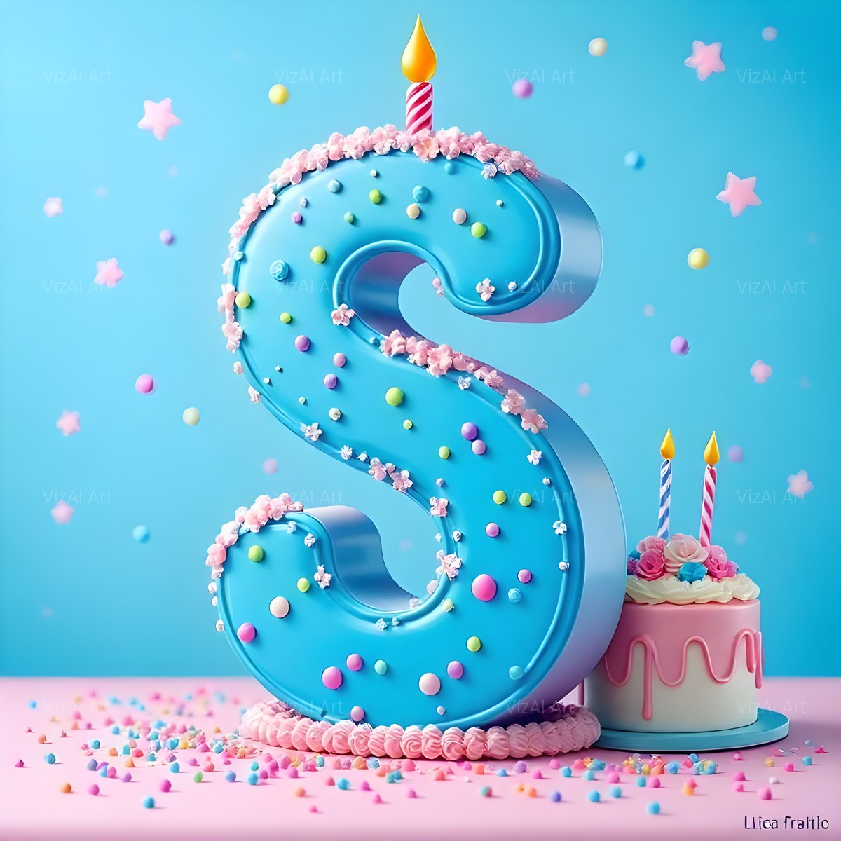 Birthday Cake Party alphabet — printable letter S