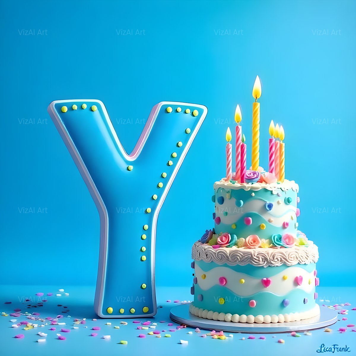 Birthday Cake Party alphabet — printable letter Y