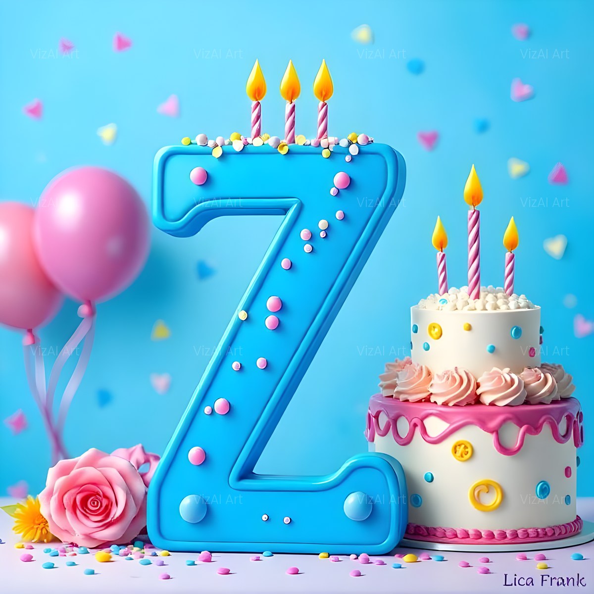 Birthday Cake Party alphabet — printable letter Z
