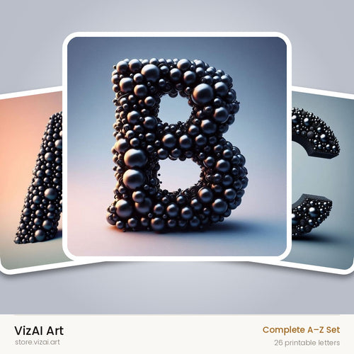 Black Pearl Cluster alphabet — choose an individual printable letter
