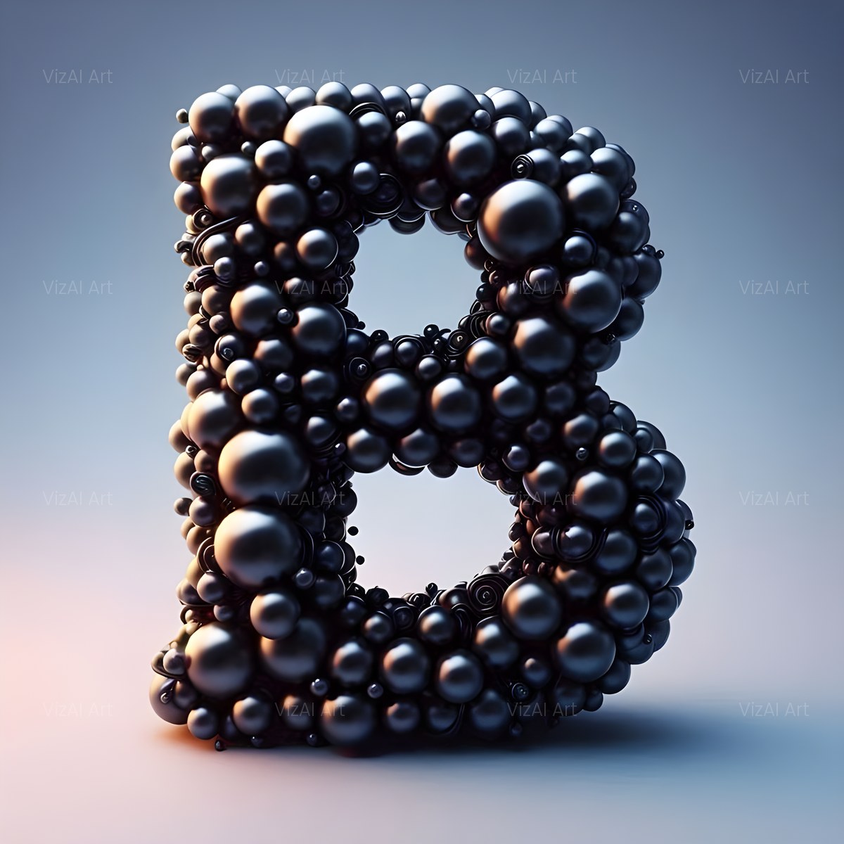 Black Pearl Cluster alphabet — printable letter B