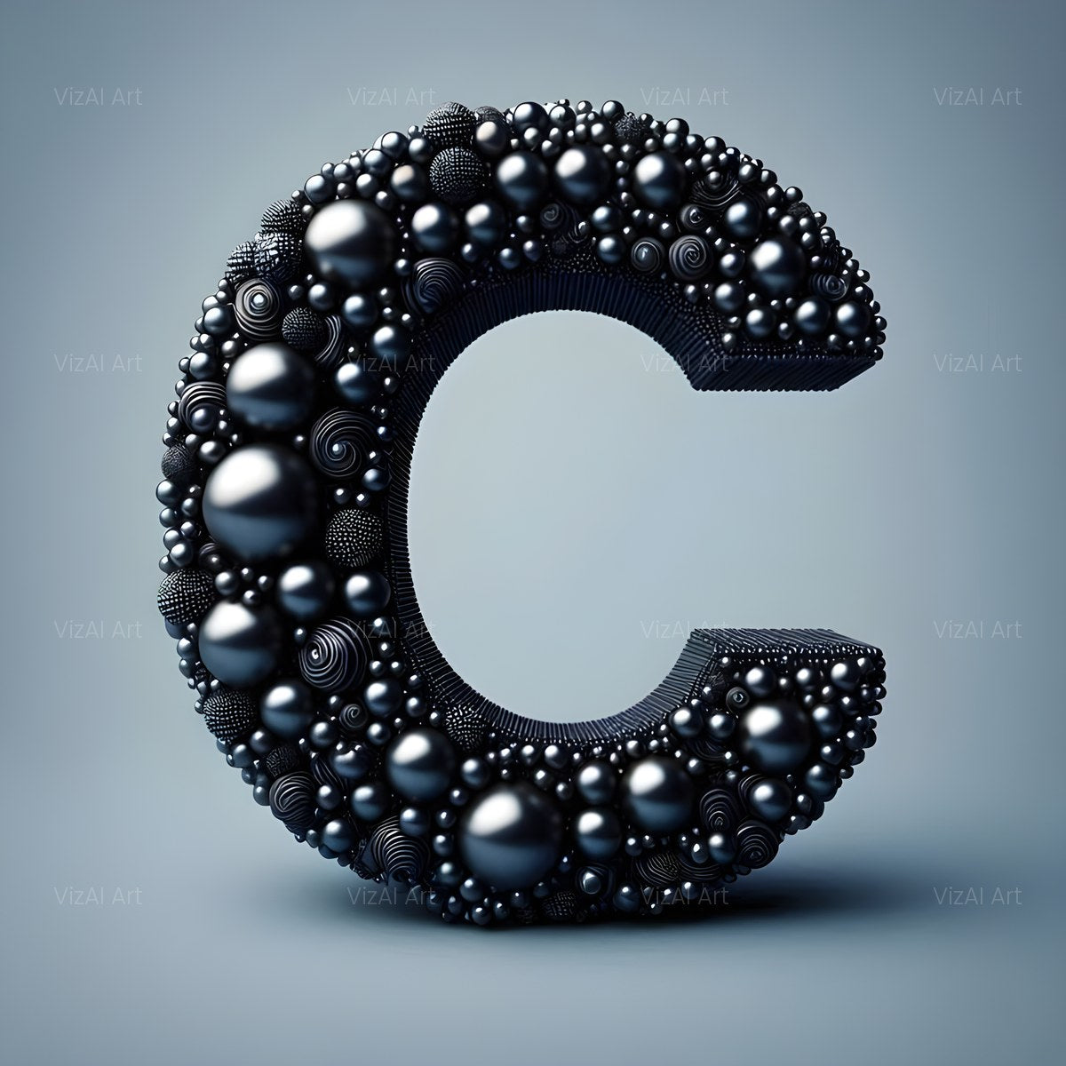 Black Pearl Cluster alphabet — printable letter C