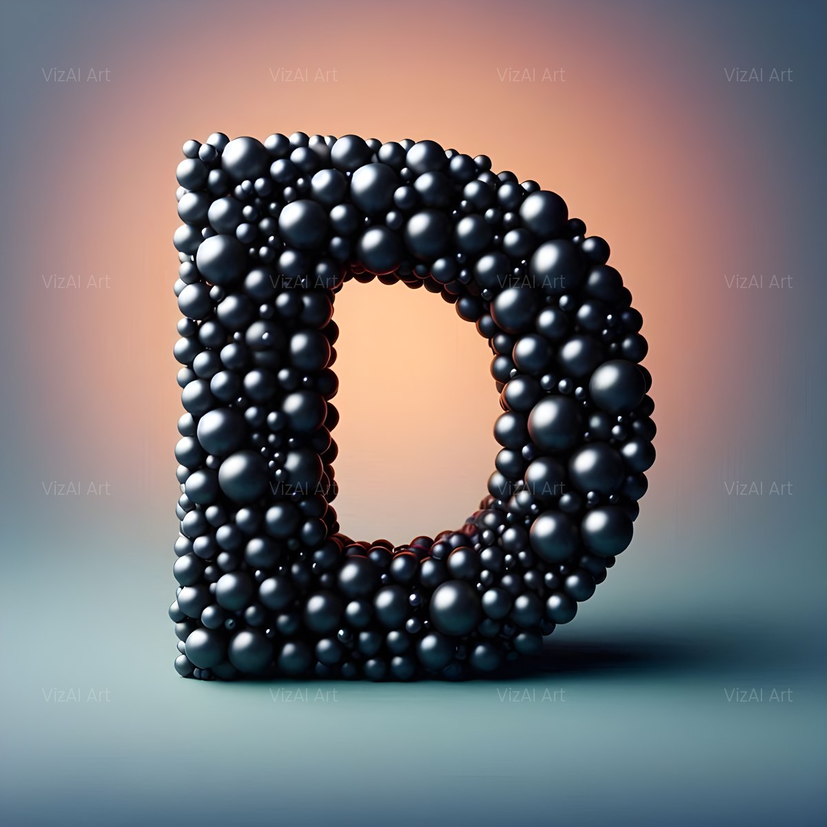 Black Pearl Cluster alphabet — printable letter D