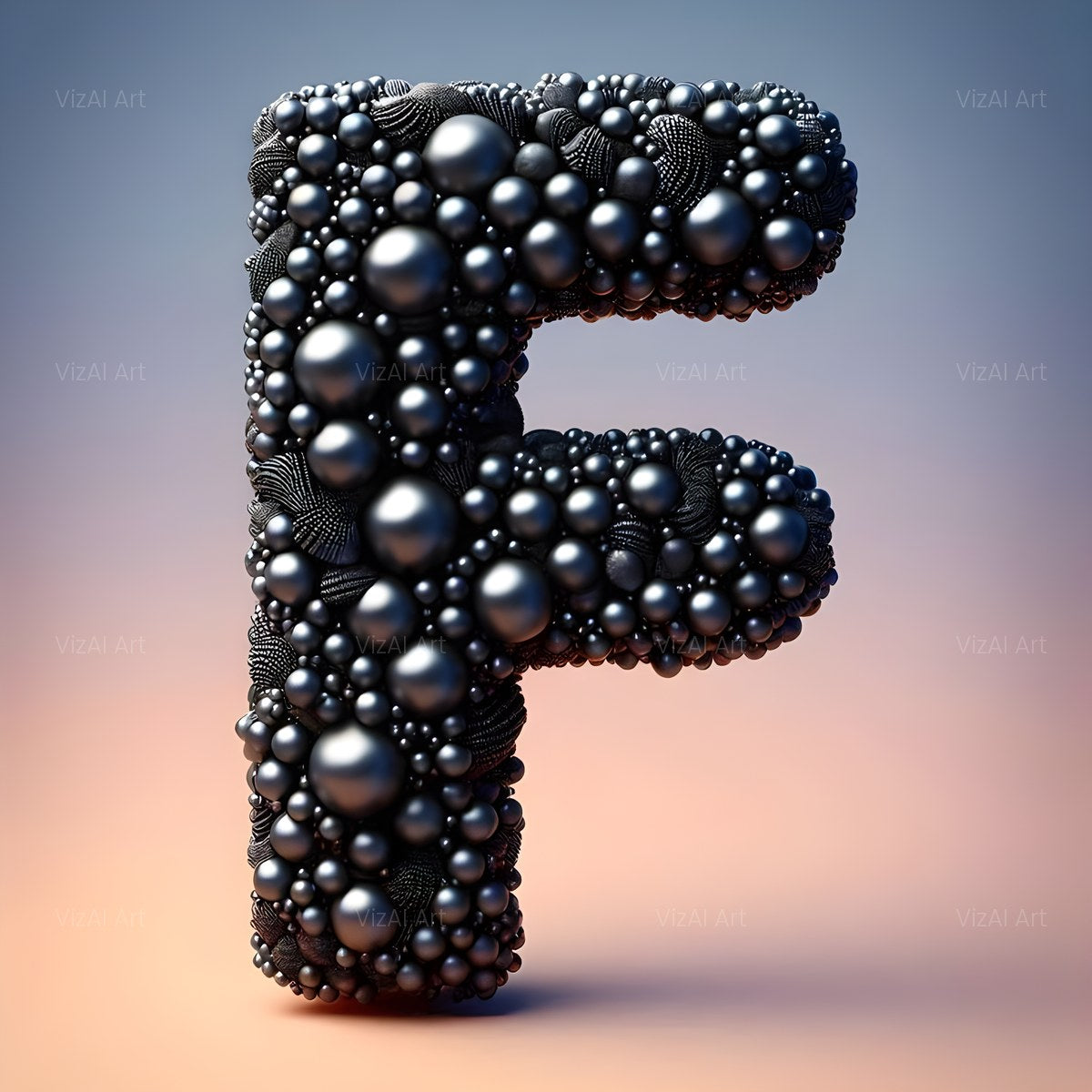 Black Pearl Cluster alphabet — printable letter F