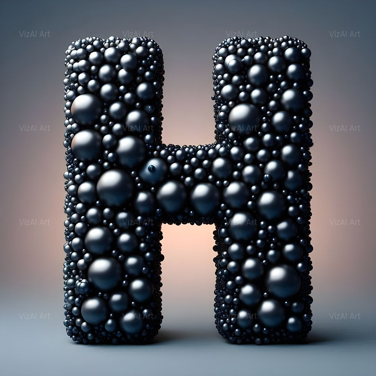 Black Pearl Cluster alphabet — printable letter H