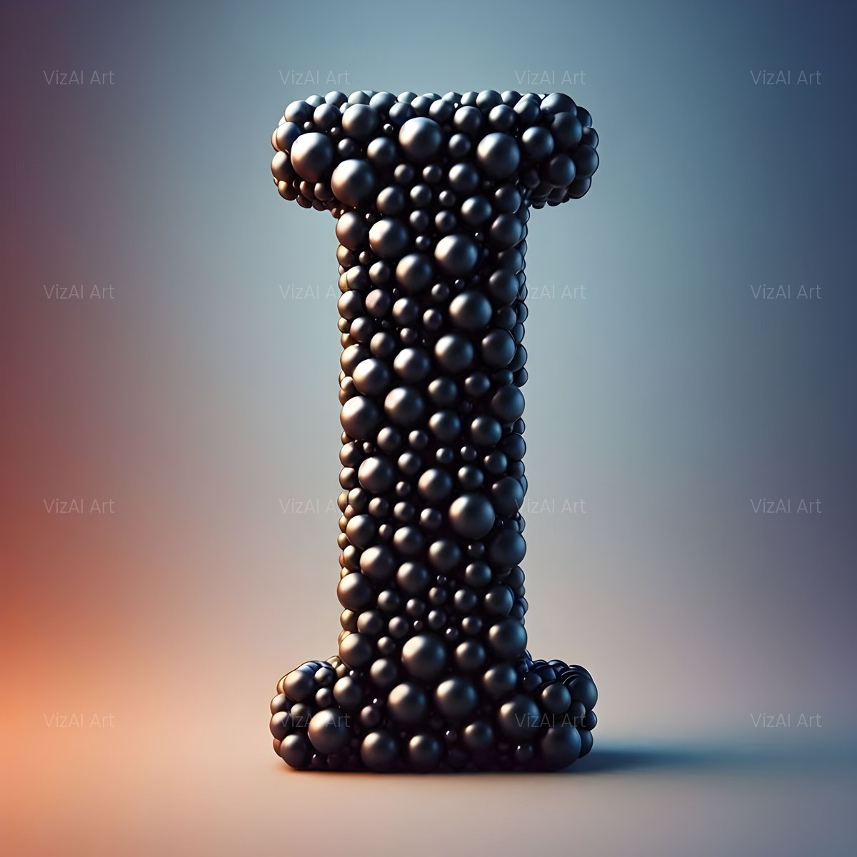 Black Pearl Cluster alphabet — printable letter I