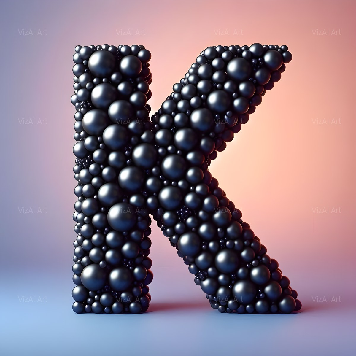 Black Pearl Cluster alphabet — printable letter K