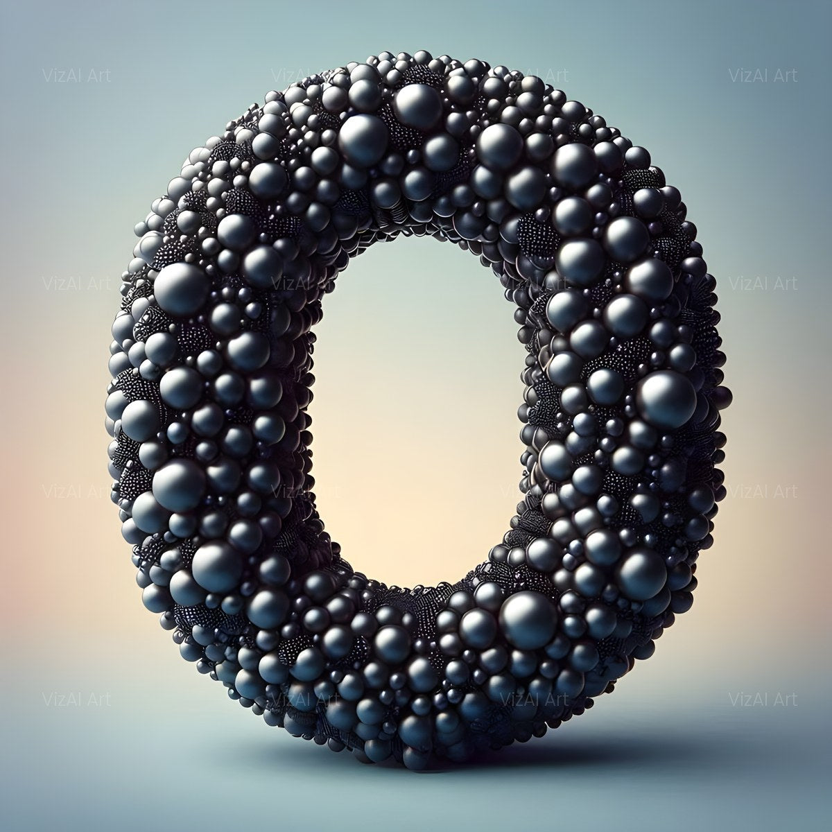 Black Pearl Cluster alphabet — printable letter O