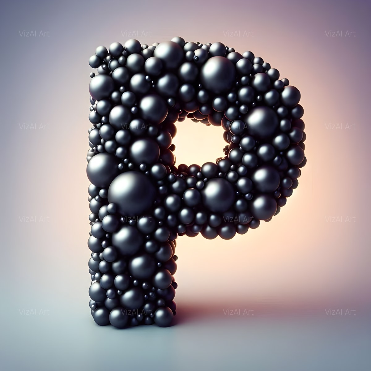 Black Pearl Cluster alphabet — printable letter P