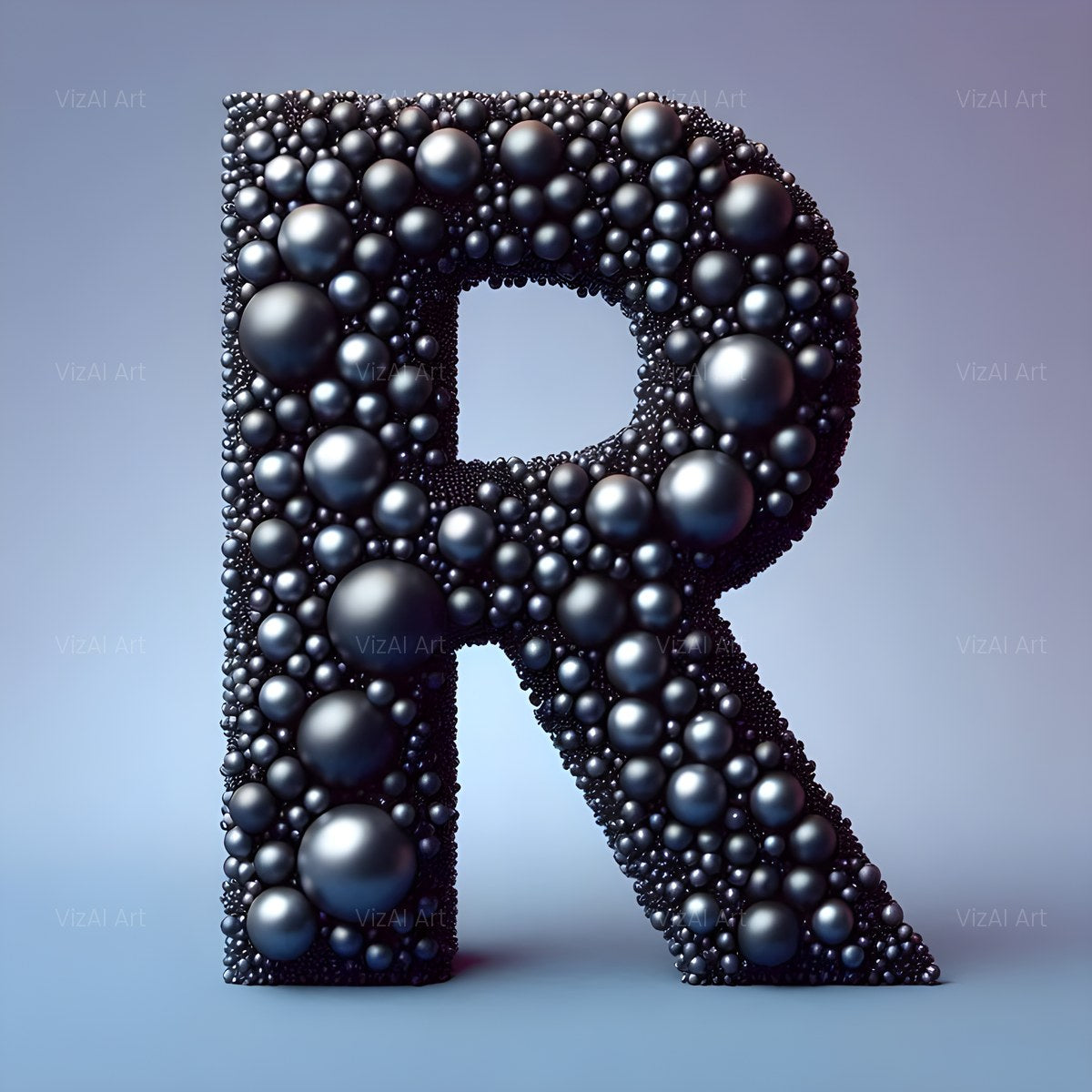 Black Pearl Cluster alphabet — printable letter R
