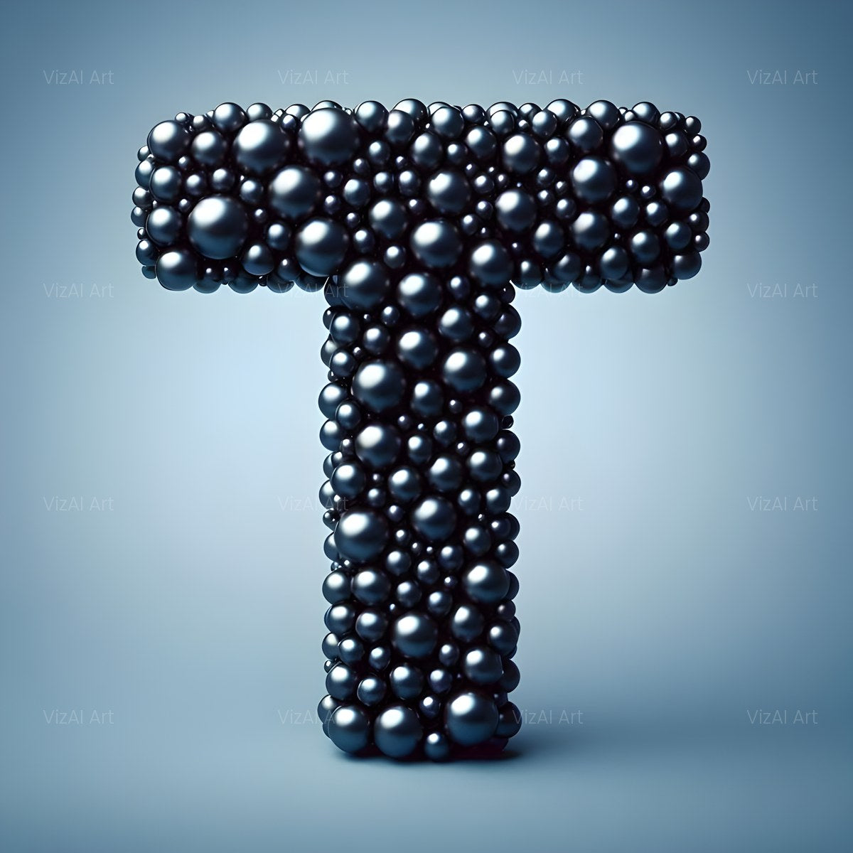 Black Pearl Cluster alphabet — printable letter T