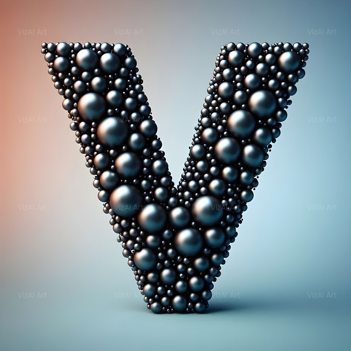 Black Pearl Cluster alphabet — printable letter V