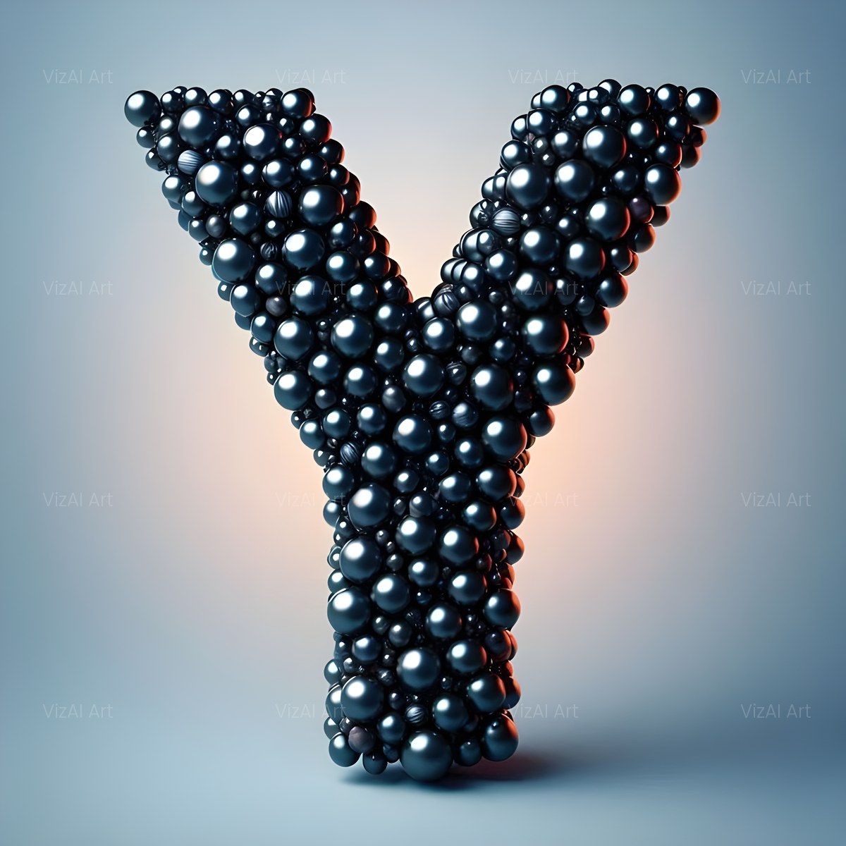 Black Pearl Cluster alphabet — printable letter Y