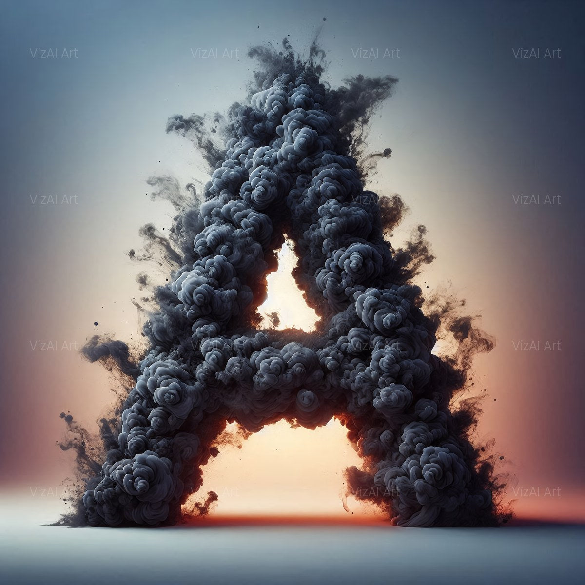 Black Smoke alphabet — printable letter A
