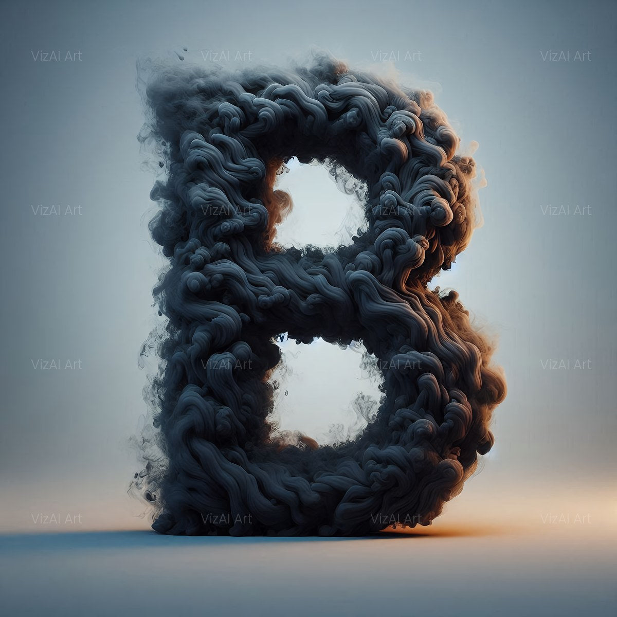 Black Smoke alphabet — printable letter B