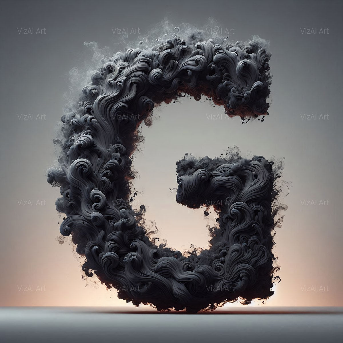 Black Smoke alphabet — printable letter G