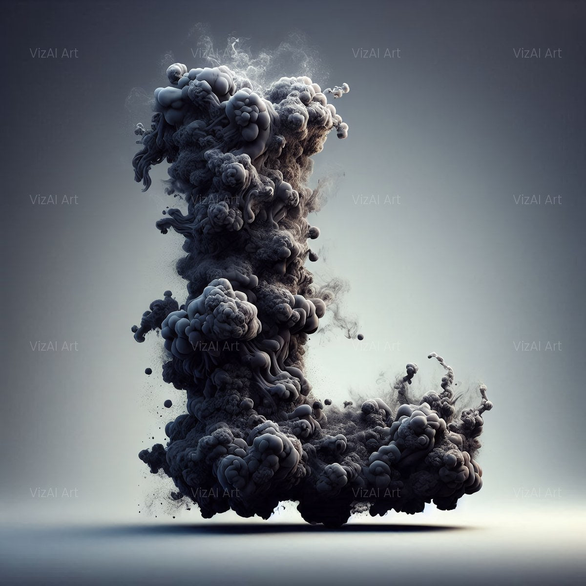 Black Smoke alphabet — printable letter L