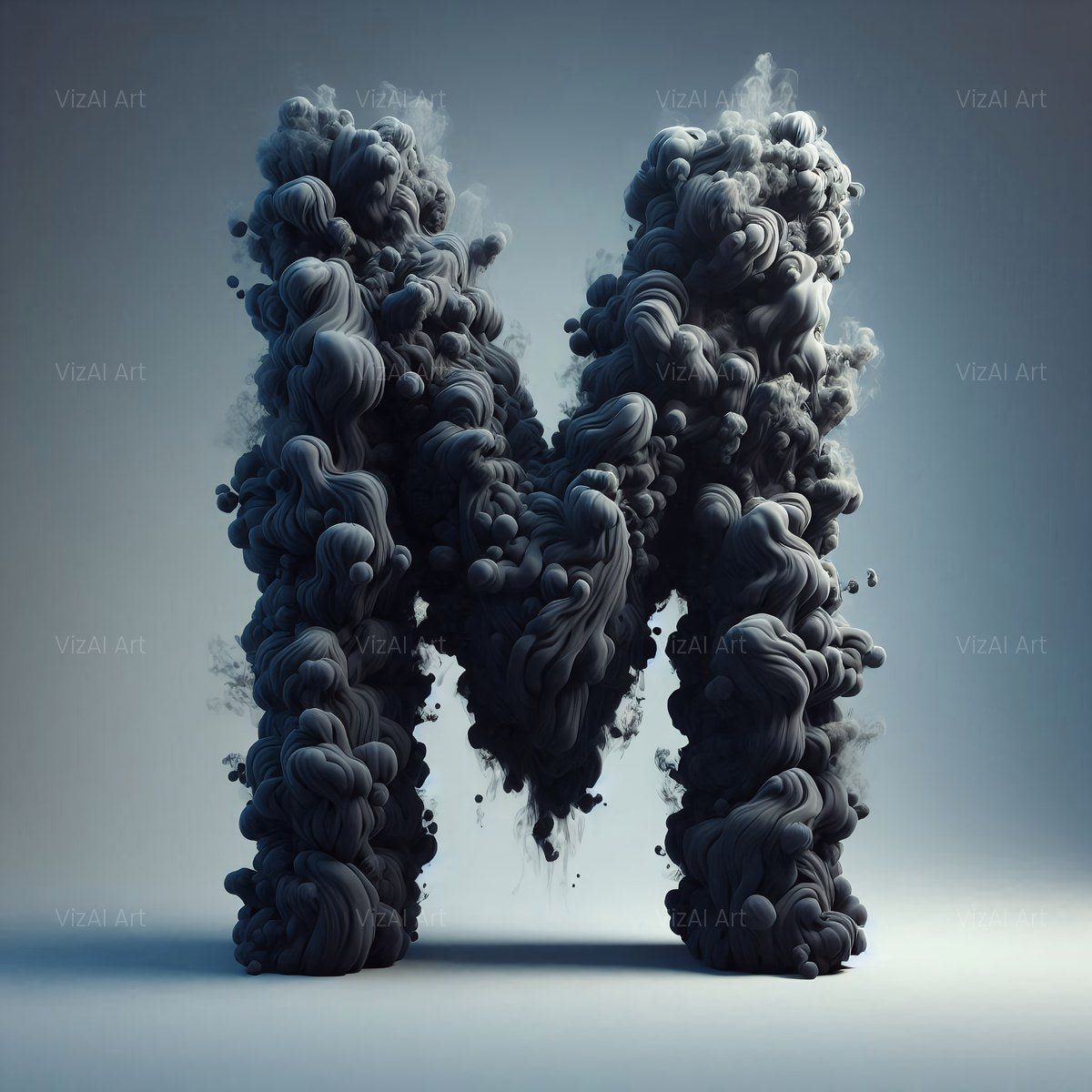 Black Smoke alphabet — printable letter M