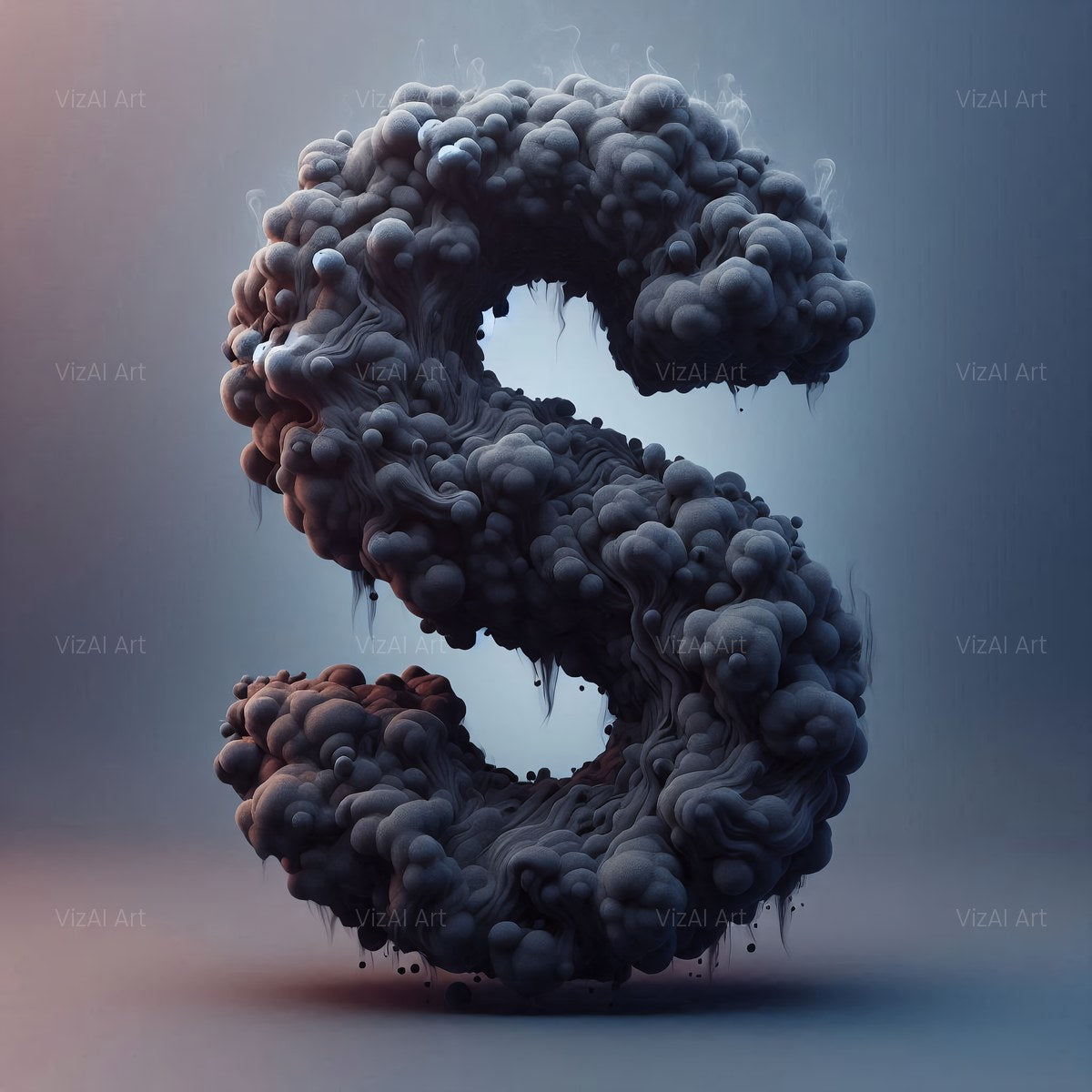 Black Smoke alphabet — printable letter S