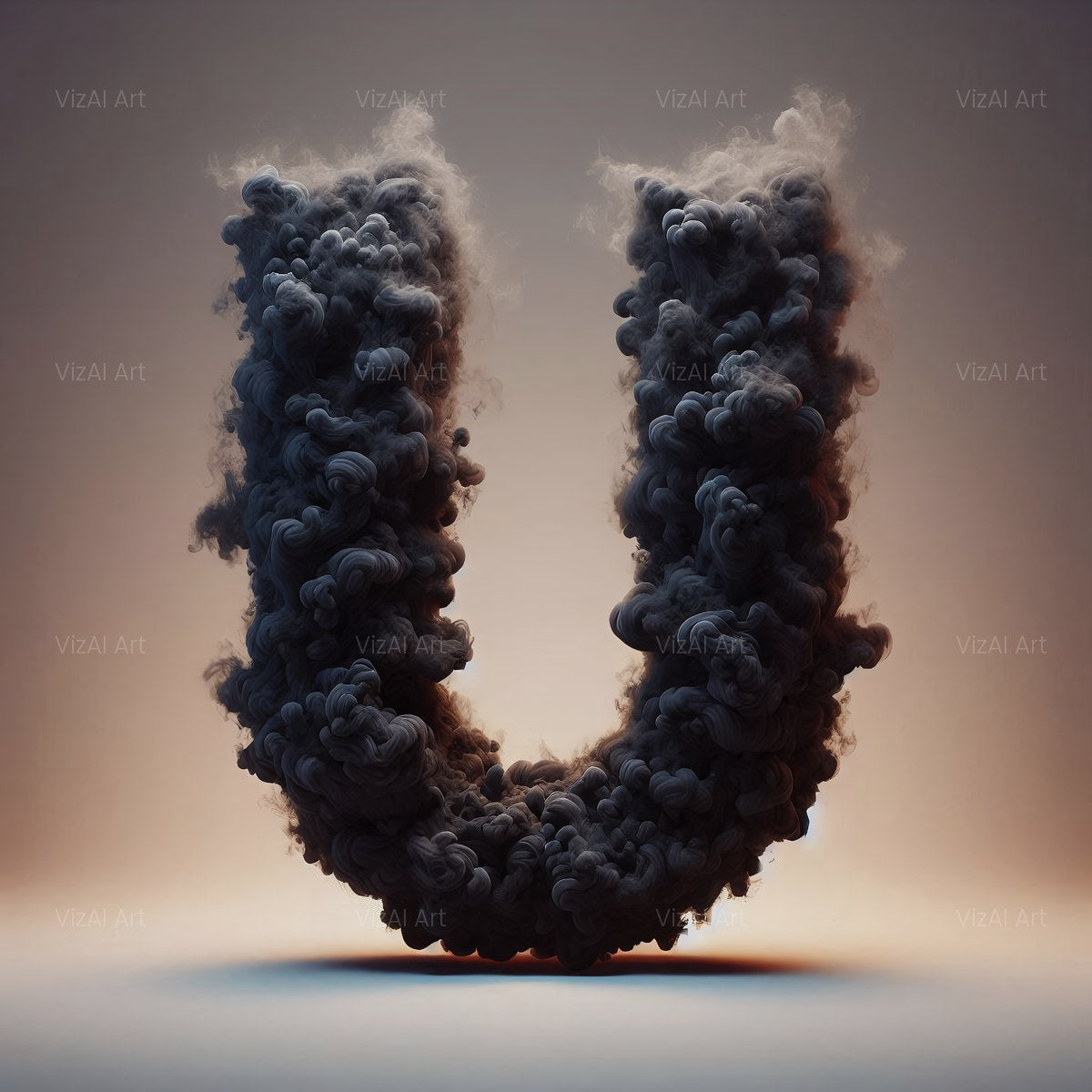 Black Smoke alphabet — printable letter U
