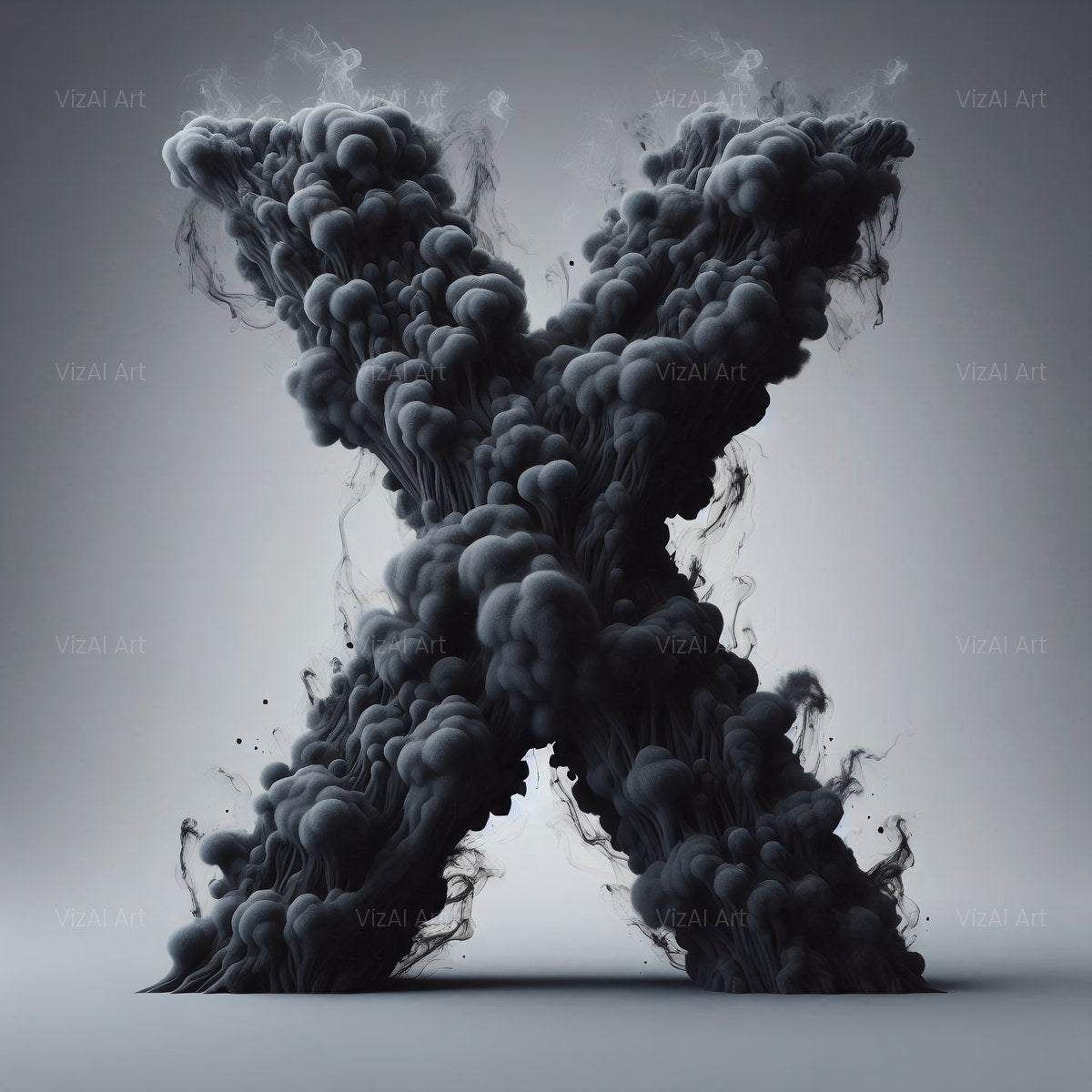 Black Smoke alphabet — printable letter X