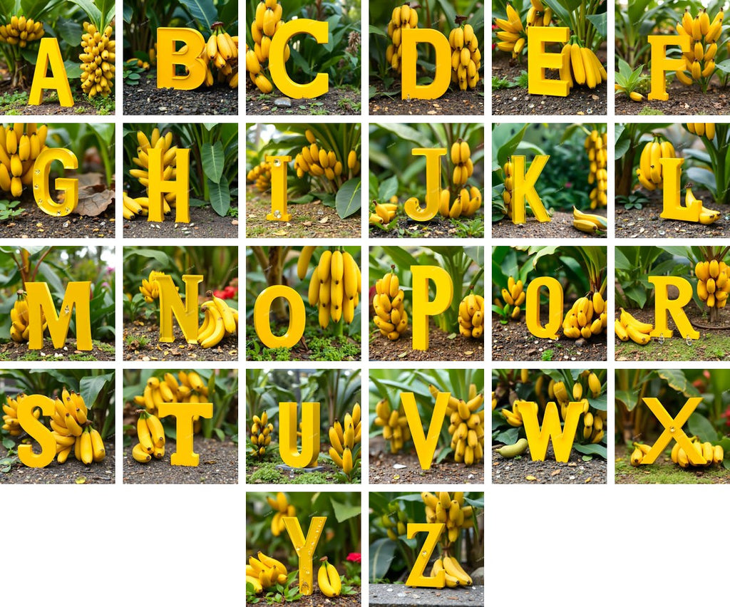 Banana alphabet — all 26 letters A to Z