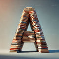Book Stack alphabet — printable letter A