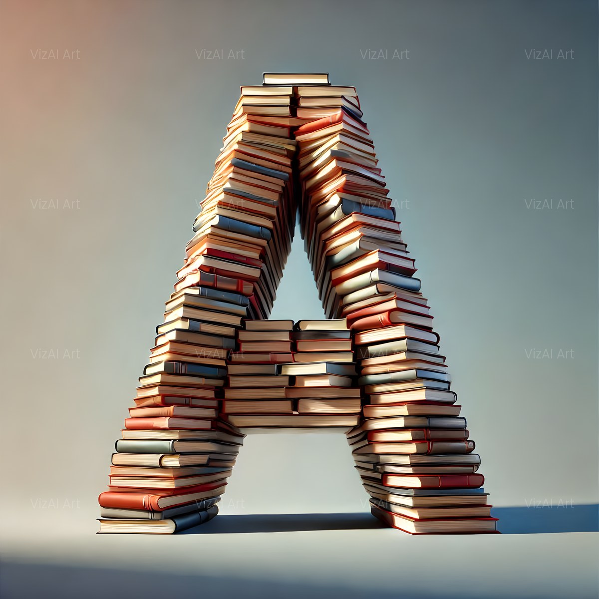 Book Stack alphabet — printable letter A