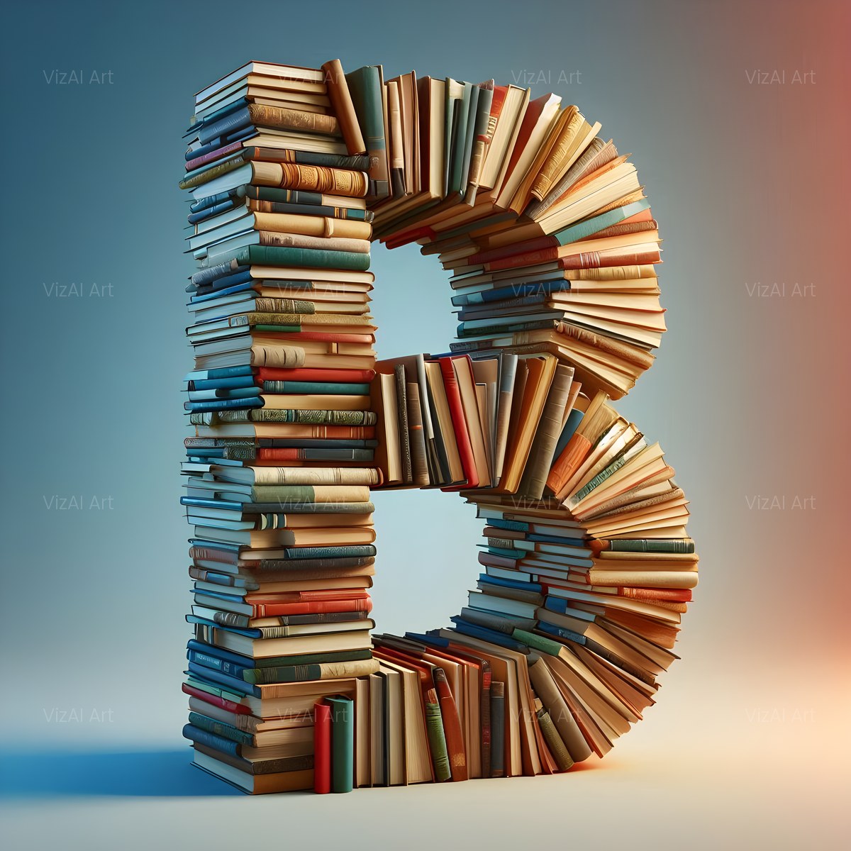 Book Stack alphabet — printable letter B