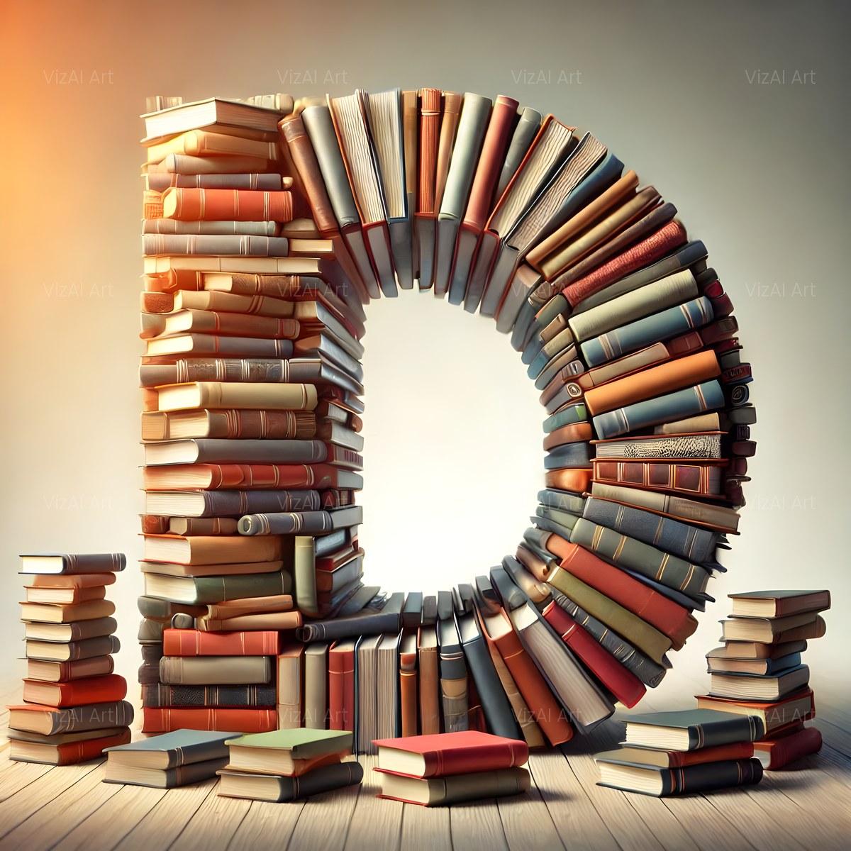 Book Stack alphabet — printable letter D