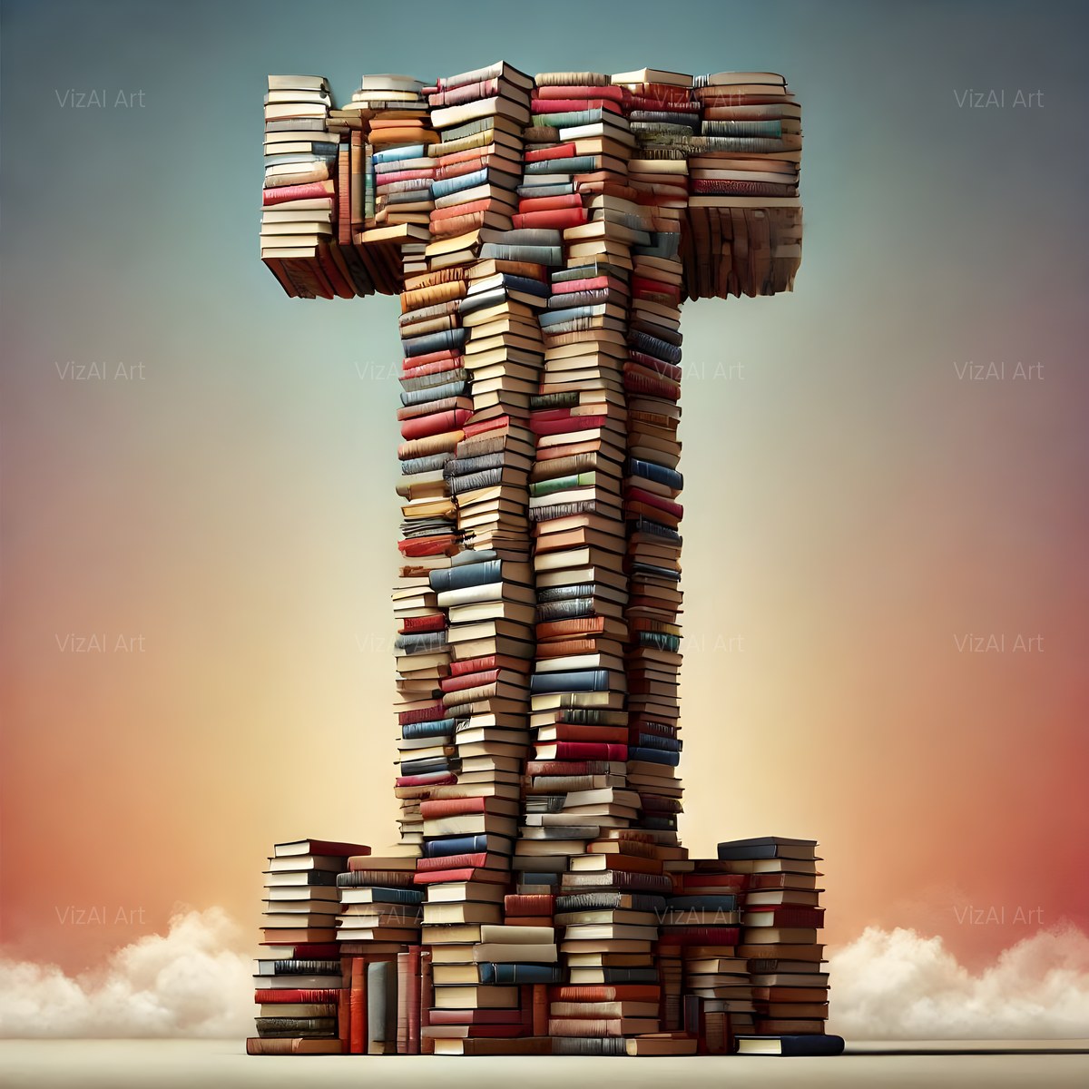 Book Stack alphabet — printable letter I