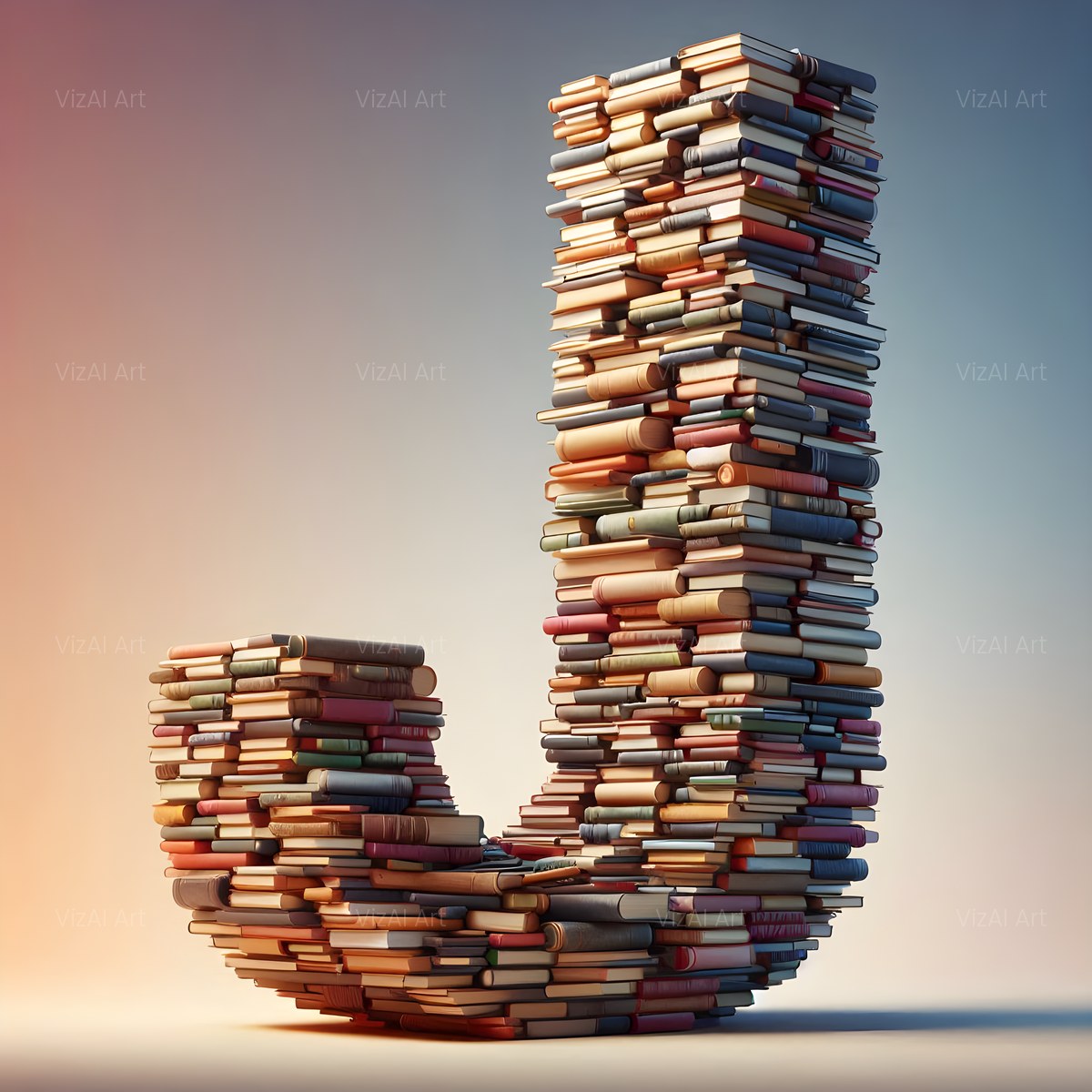Book Stack alphabet — printable letter J