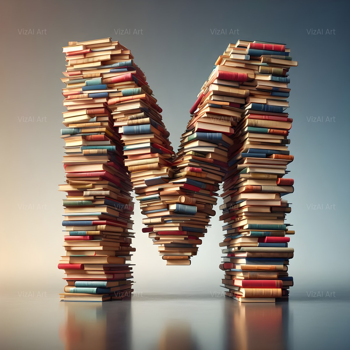 Book Stack alphabet — printable letter M